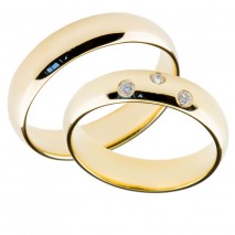 Forlovelseringer gifteringer gult gull 3x0,02 diamant ca. 5 mm