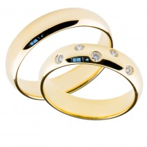 Forlovelsesringer gifteringer gult gull 5x0,02 diamant ca. 5 mm