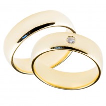 Forlovelsesringer gifteringer gult gull 1x0,05 diamant ca. 6 mm