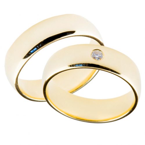 Forlovelsesringer gifteringer gult gull 1x0,05 diamant ca. 6 mm