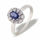Diana hvitt gull ring med safir og diamanter 0,25 tw/si.