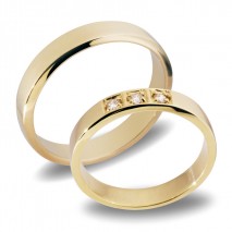 Forlovelsesringer gifteringer  gult gull 3x0,03 diamant ca. 4 mm