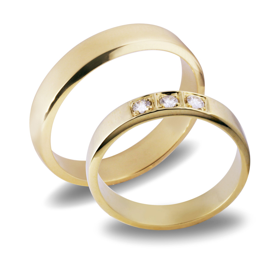 Forlovelsesringer gifteringer gult gull 3x0,05 diamant ca. 4,2 m