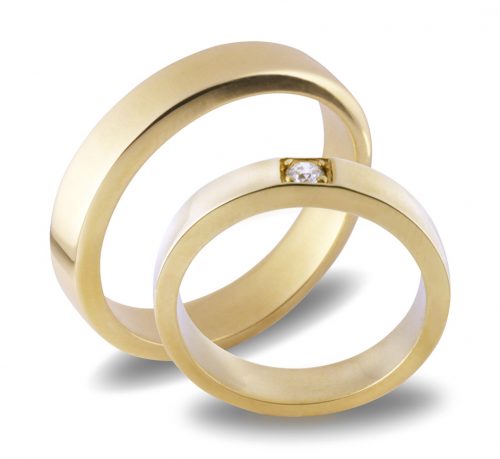 Forlovelsesringer gifteringer gult gull 1x0,08 diamant ca. 4,6 m