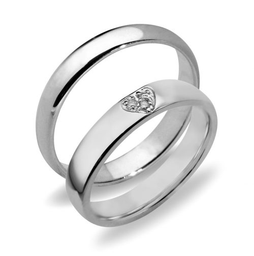 Forlovelsesringer gifteringer hvitt gull 3x0,01 diamant ca. 4 mm