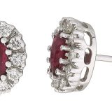 Rosettørepynt Lady hvitt gull 14k (585) 0,50 tw/si + rubin