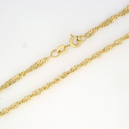 Singapoor halskjede 2,4mm, gult gull