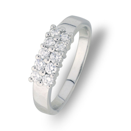 Duett rekkering hvitt gull 0,50 ct tw/si