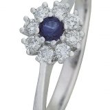Diamantring hvitt gull 0,30 tw/si + safir.