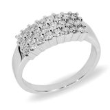 Ring hvitt gull 3 rader 0,60 carat tw/si.